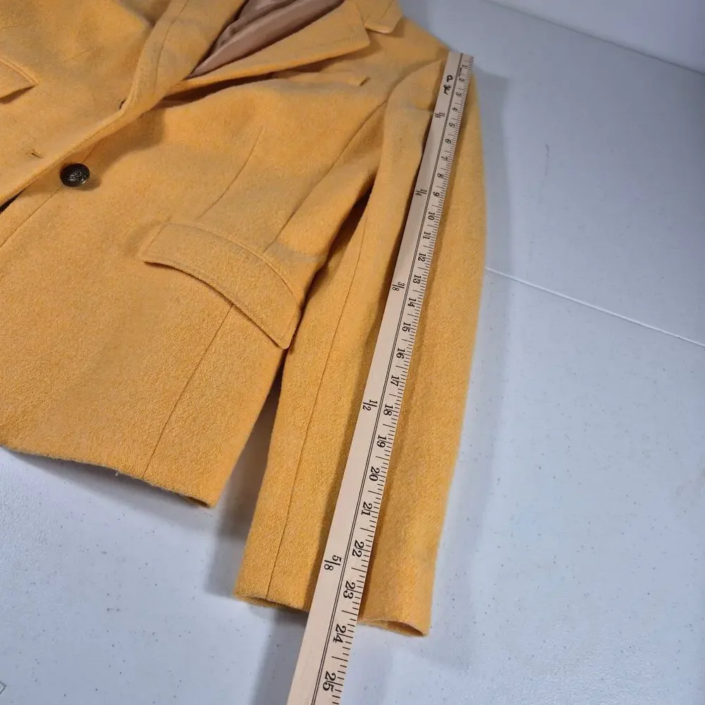 Talbots Yellow Wool Blend 2 Button Lined Blazer Jacket Pleated Tail Pockets M 8
